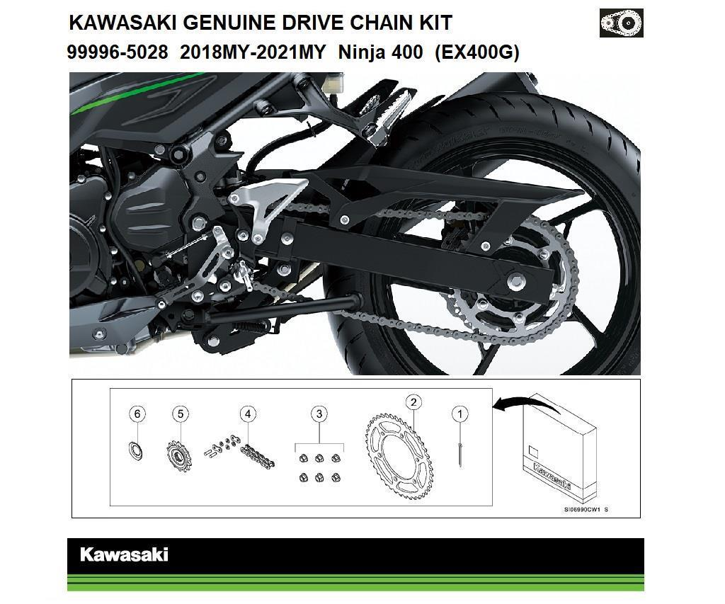 Γνήσιο κιτ αλυσίδας και γραναζιών Ninja 400 & Z400 