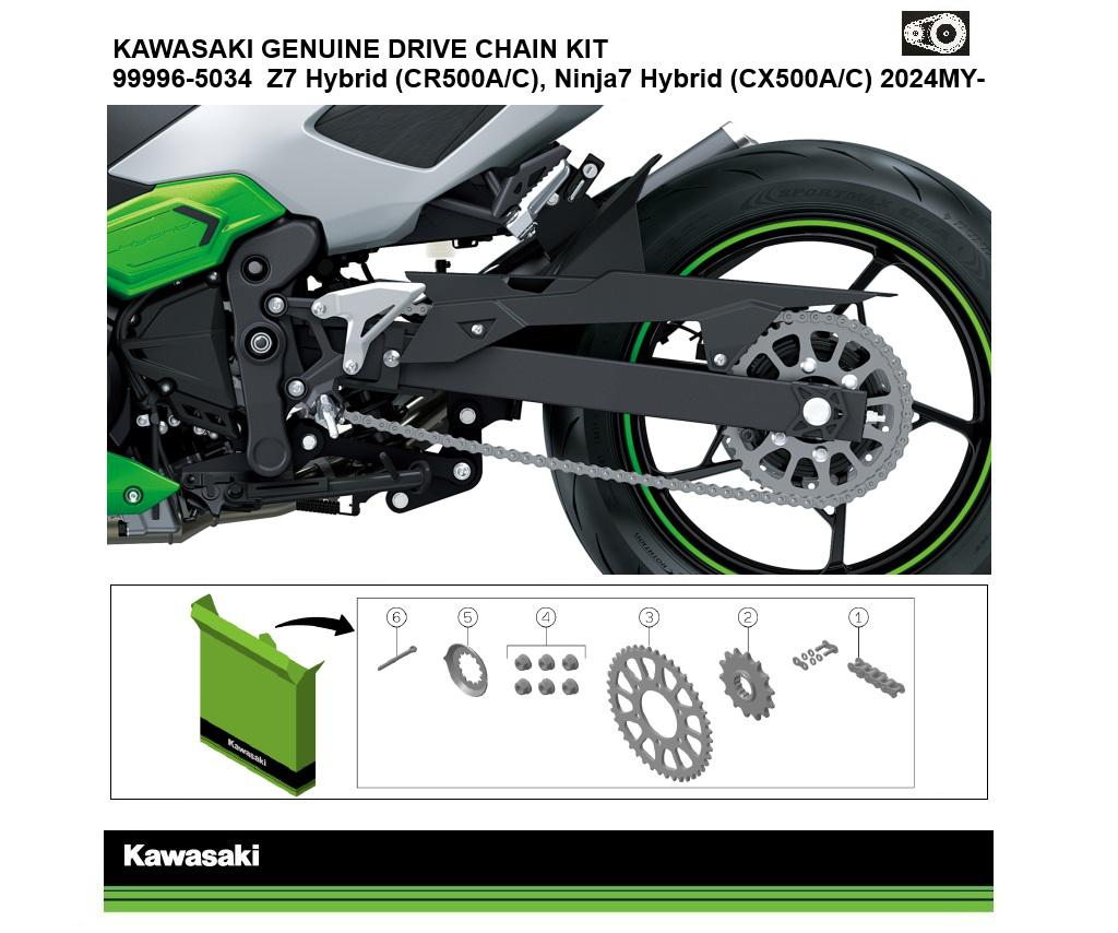 Γνήσιο κιτ αλυσίδας και γραναζιών Ninja 7 & Z7 Hybrid (CX500A/C/CR500A/C)