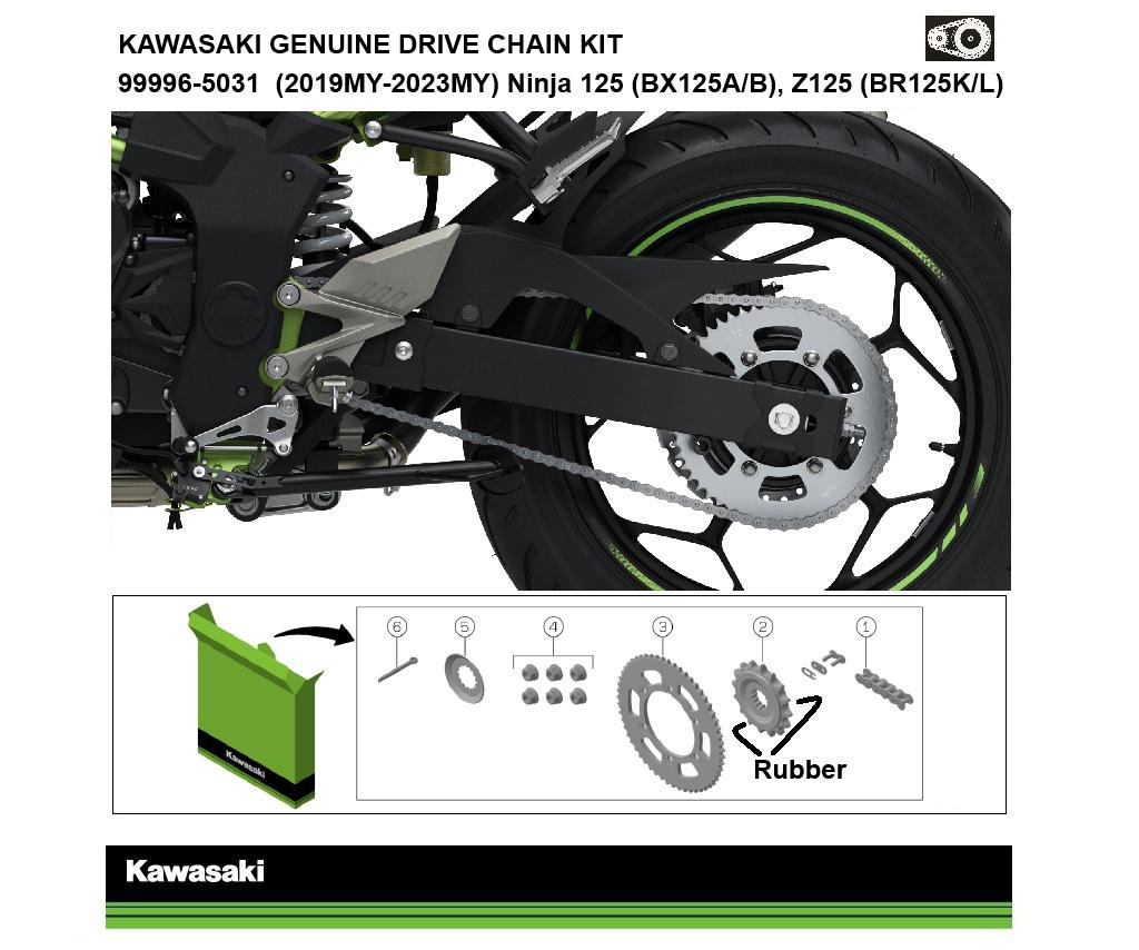 Γνήσιο κιτ αλυσίδας και γραναζιών Ninja & Z125 (BX125A/B,BR125K/L)